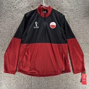 FIFA‎ World Cup Sweater Mens Large Red Black 1/4 Zip Pullover Poland 2022 Qatar